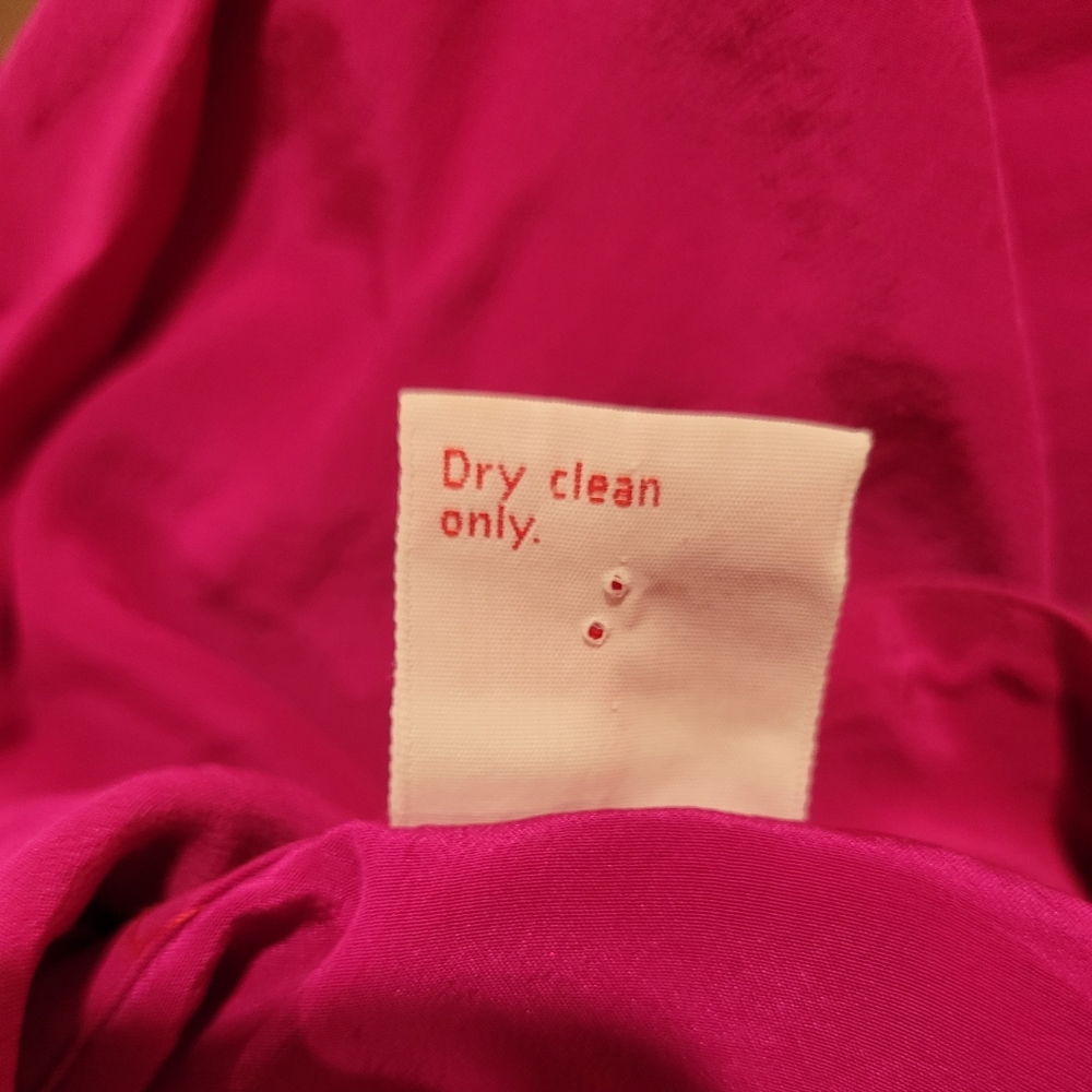 Halston III fushia neck scarf silk shirt dress 8 - Picture 4 of 11